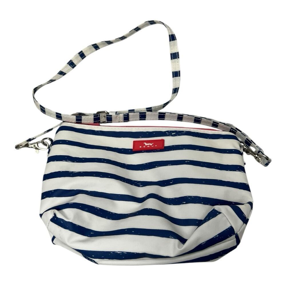 Scout Moira Crossbody Bag Blue White Stripes with Pink Trim
